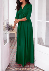 Green Draped Sashes Multi Way Deep V-neck Bridesmaid Banquet Prom Party Maxi Dress Green Draped Sashes Multi Way Deep V-neck Bridesmaid Banquet Prom Party Maxi Dress
