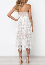 White Draped Lace Spaghetti Strap Deep V-neck Vegas Bohemian Cute Mini Dress