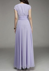 Porpora Pleated Double-deck Bohemian Short Sleeve Elegant Maxi Dress