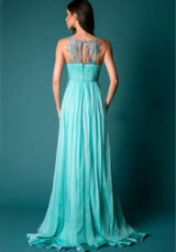Blue Patchwork Lace Sleeveless Elegant Maxi Dress