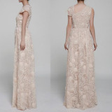 Casual Apricot Patchwork Asymmetric Shoulder Pleated Print Elegant Maxi Dress