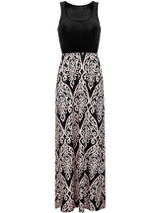 Casual Round Neck Printed Sleeveless Swing Maxi Dress
