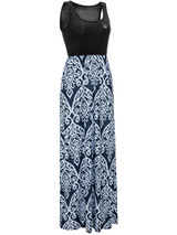Casual Round Neck Printed Sleeveless Swing Maxi Dress