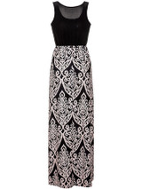 Casual Round Neck Printed Sleeveless Swing Maxi Dress