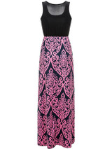 Casual Round Neck Printed Sleeveless Swing Maxi Dress