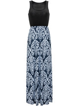 Casual Round Neck Printed Sleeveless Swing Maxi Dress