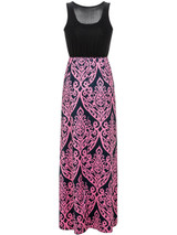 Casual Round Neck Printed Sleeveless Swing Maxi Dress