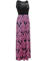 Casual Round Neck Printed Sleeveless Swing Maxi Dress