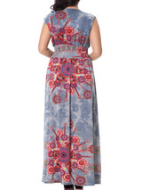 Casual Dramatic Swing Ruffle Trim Printed Plus Size Maxi Dress