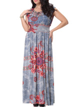 Casual Dramatic Swing Ruffle Trim Printed Plus Size Maxi Dress