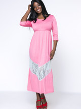 Casual Patchwork Hollow Out Swing Plus Size Maxi Dress