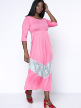 Casual Patchwork Hollow Out Swing Plus Size Maxi Dress