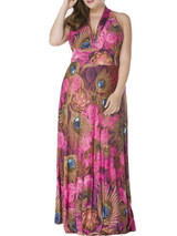 Casual Deep V-Neck Feather Printed Racerback Plus Size Maxi Dress