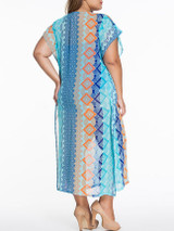 Casual Loose V-Neck Printed Plus Size Maxi Dress