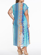 Casual Loose V-Neck Printed Plus Size Maxi Dress