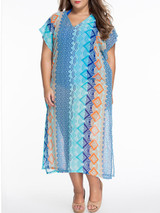 Casual Loose V-Neck Printed Plus Size Maxi Dress