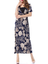 Casual Extraordinary Deep V-Neck Shell Print Plus Size Maxi Dress
