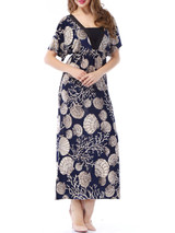 Casual Extraordinary Deep V-Neck Shell Print Plus Size Maxi Dress
