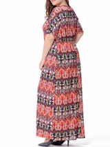 Casual Tribal Printed Deep V-Neck Plus Size Maxi Dress