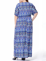 Casual Tribal Printed Deep V-Neck Plus Size Maxi Dress