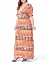 Casual Tribal Printed Deep V-Neck Plus Size Maxi Dress