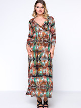 Casual Fantastic Deep V-Neck Printed Plus Size Maxi Dress