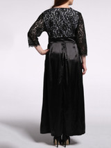 Casual Patchwork Hollow Out Deep V-Neck Plus Size Maxi Dress