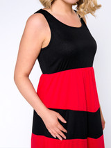 Casual Round Neck Color Block Striped Delightful Plus Size Maxi Dress