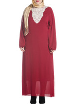Casual Decorative Lace Round Neck Chiffon Plus Size Midi & Maxi Dress