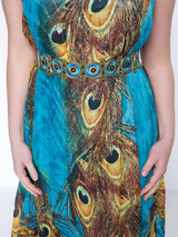 Casual Gorgeous Round Neck Feather Printed Chiffon Plus Size Maxi Dress