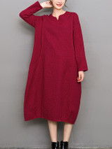 Casual Sweet Heart Plain Blend Maxi Dress