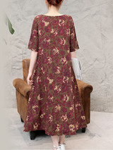 Casual Round Neck Printed Half Sleeve Maxi Dress