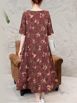 Casual Round Neck Printed Half Sleeve Maxi Dress