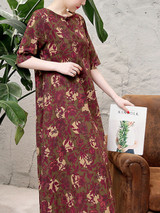 Casual Round Neck Printed Half Sleeve Maxi Dress