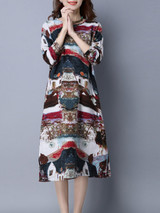 Casual Round Neck Slit Pocket Printed Glamorous Maxi Dress Casual Round Neck Slit Pocket Printed Glamorous Maxi Dress