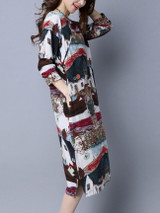 Casual Round Neck Slit Pocket Printed Glamorous Maxi Dress Casual Round Neck Slit Pocket Printed Glamorous Maxi Dress