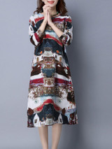 Casual Round Neck Slit Pocket Printed Glamorous Maxi Dress Casual Round Neck Slit Pocket Printed Glamorous Maxi Dress