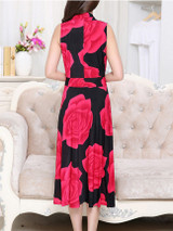 Casual V-Neck Big Flower Printed Maxi Dress
