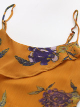 Casual Spaghetti Strap Asymmetric Hem Printed Chiffon Maxi Dress