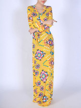 Casual V-Neck Geometric Printed Remarkable Maxi Dress