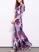 Casual V-Neck Animal Printed Leopard Maxi Dress