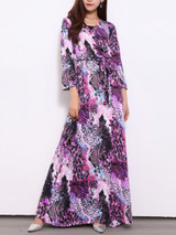 Casual V-Neck Animal Printed Leopard Maxi Dress