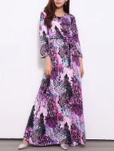 Casual V-Neck Animal Printed Leopard Maxi Dress
