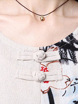 Casual Loose Round Neck Decorative Button Printed Maxi Dress