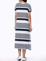 Casual Loose Striped Deep V-Neck Side Slit Maxi Dress Casual Loose Striped Deep V-Neck Side Slit Maxi Dress