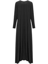 Casual Loose High-Low Round Neck Plain Maxi Dress