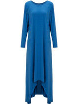 Casual Loose High-Low Round Neck Plain Maxi Dress