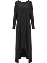 Casual Loose High-Low Round Neck Plain Maxi Dress