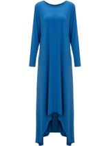 Casual Loose High-Low Round Neck Plain Maxi Dress