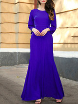 Casual Round Neck Plain Mermaid Maxi Dress Casual Round Neck Plain Mermaid Maxi Dress